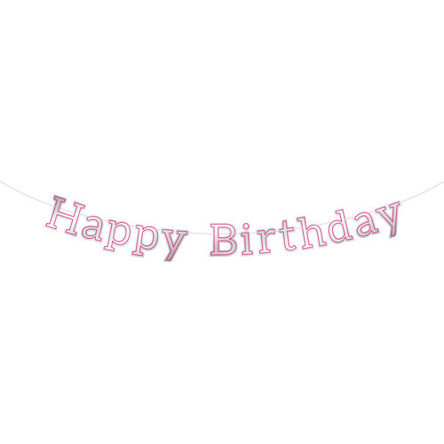 Letterslinger Glossy Pink 'Happy Birthday' - 3mtr 