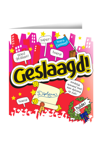 Wenskaarten - Geslaagd cartoon 