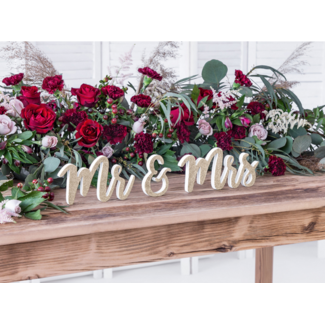 PartyDeco Houten Decoratie Mr & Mrs Goud