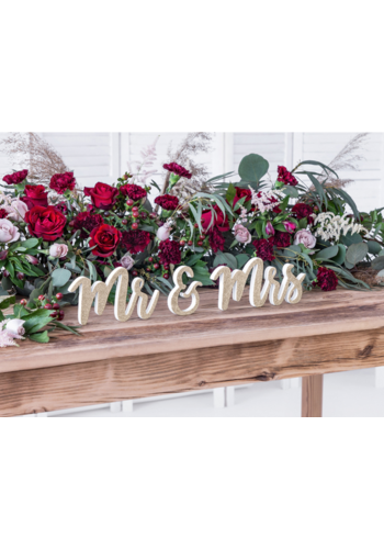 Houten Decoratie Mr & Mrs Goud 