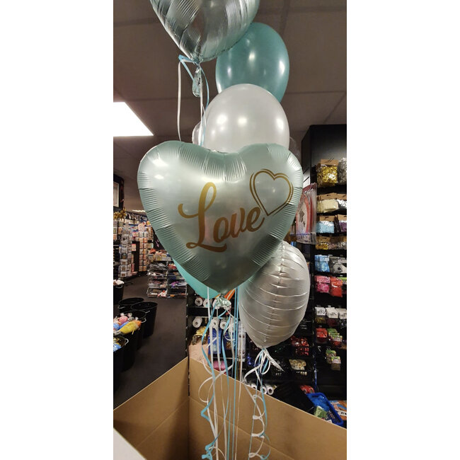 Folieballon Hart Chrome Mint Groen