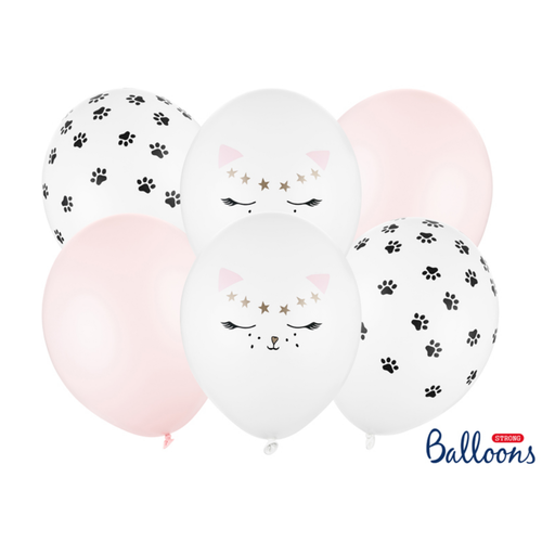 Ballonnen katten mix - 6 st- 30cm 