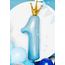 Folieballon cijfer 1 Blauw met kroontje