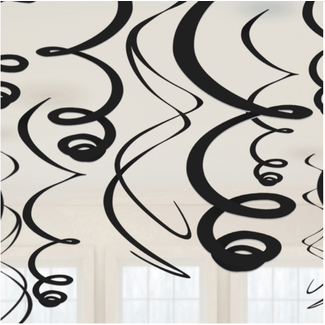 Paperdreams Swirl Decoratie Zwart - 12st - 70cm