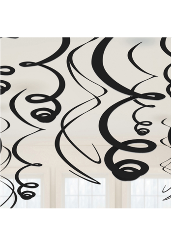 Swirl Decoratie Zwart - 12st - 55,8cm 