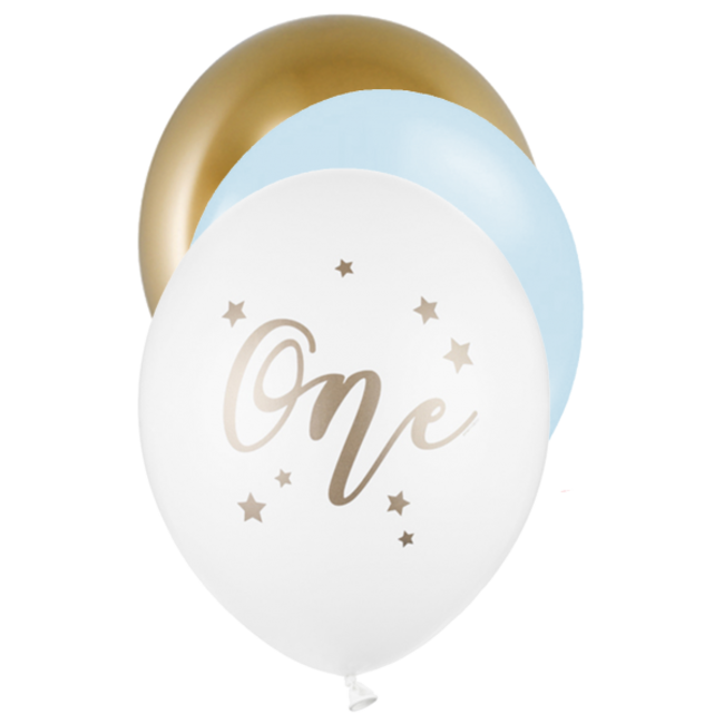 Ballonnen One Year - Licht blauw - 6 st- 30cm