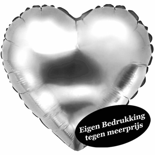 Folieballon Hart Glimmend Zilver - 45cm 