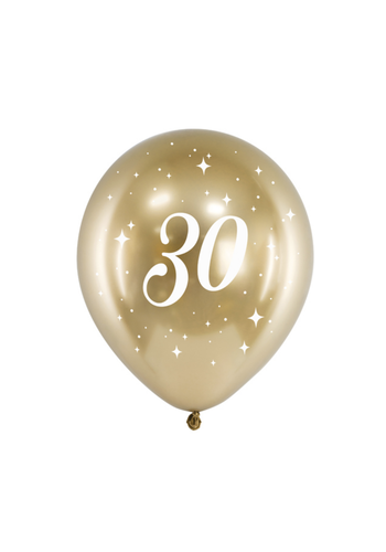 Glossy Ballonnen 30 Jaar - 30cm - 6st 