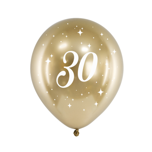 Glossy Ballonnen 30 Jaar - 30cm - 6st 