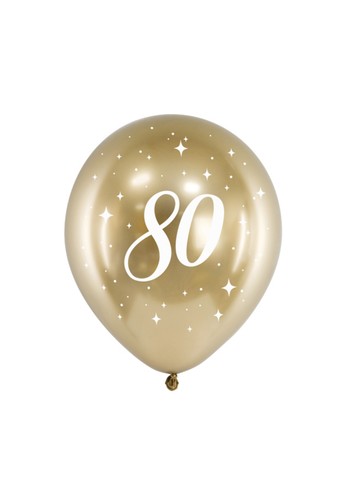 Glossy Ballonnen 80 Jaar - 30cm - 6st 