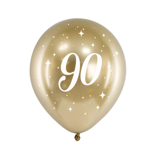 Glossy Ballonnen 90 Jaar - 30cm - 6st 