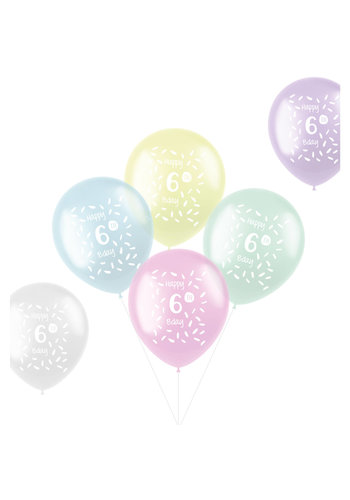 Ballonnen Pastel 6 Jaar - 30cm - 6 stuks 