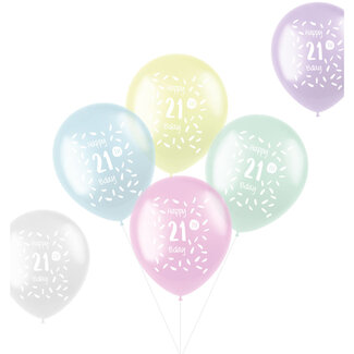 Folatex Ballonnen Pastel 21 Jaar - 30cm - 6 stuks