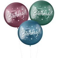 Ballonnen XL 'Happy Birthday!' Stellar 48cm - 3 stuks