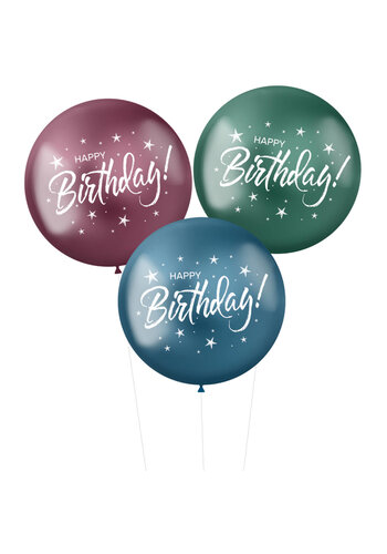 Ballonnen XL 'Happy Birthday!' Stellar 48cm - 3 stuks 