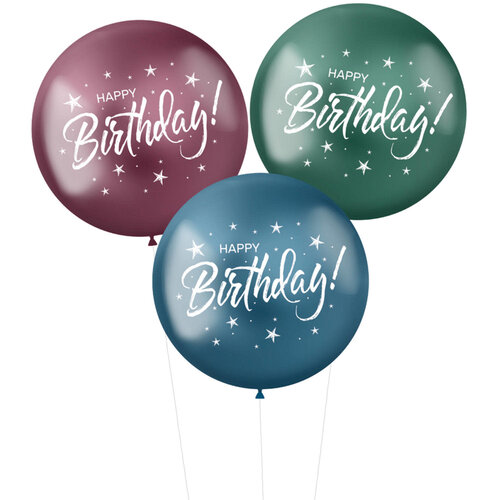 Ballonnen XL 'Happy Birthday!' Stellar 48cm - 3 stuks 