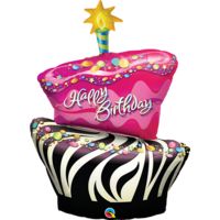 Folieballon Birthday Funky Zebra Stripe Cake