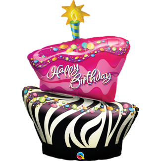 Qualatex Folieballon Birthday Funky Zebra Stripe Cake