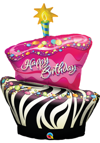 Folieballon Birthday Funky Zebra Stripe Cake 