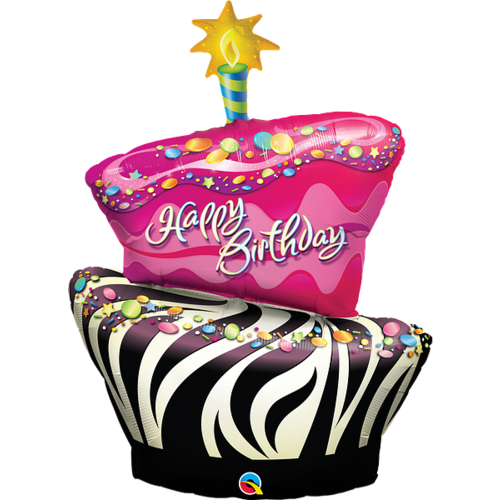 Folieballon Birthday Funky Zebra Stripe Cake 