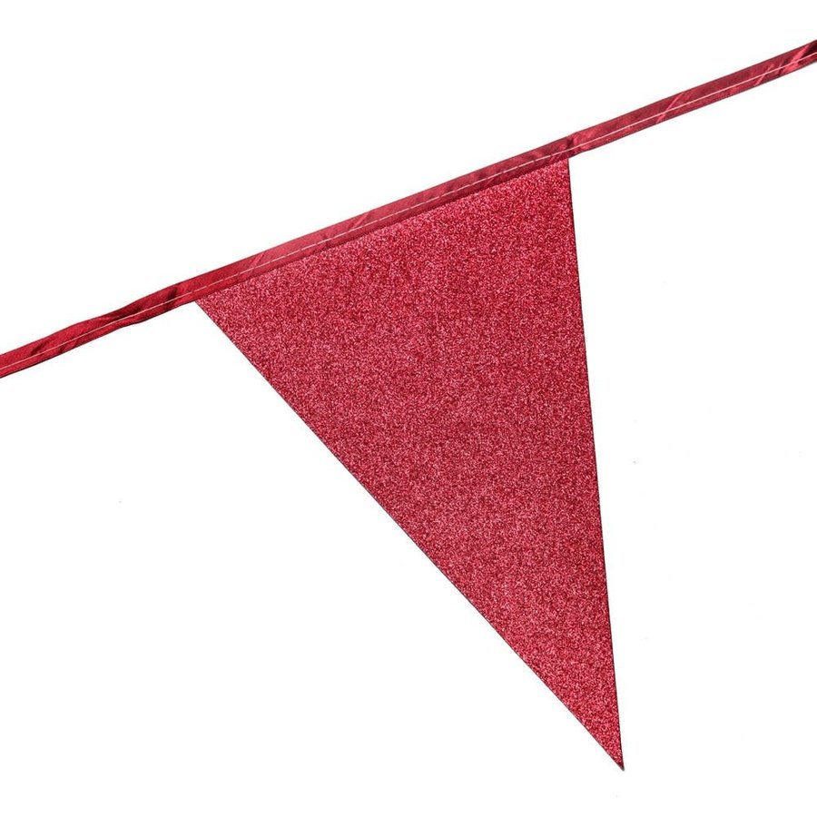 Glitter vlaggenlijn Rood - 6 meter - 20x30-1