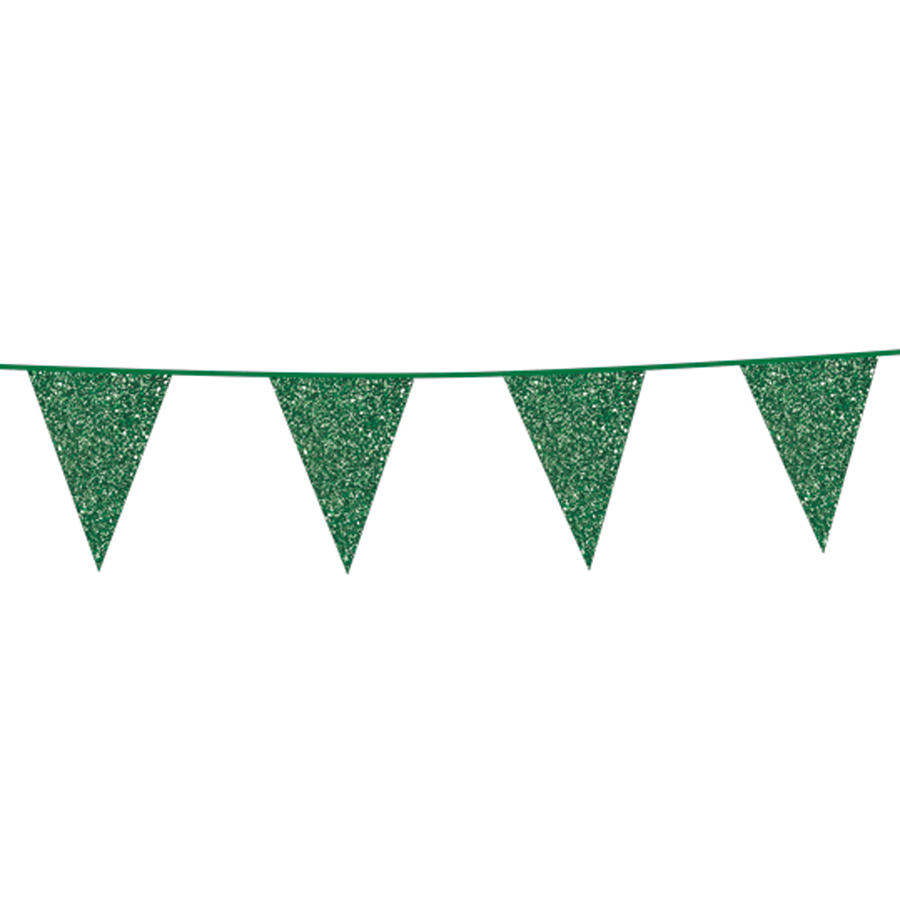 Glitter vlaggenlijn Groen - 6 meter - 20x30-2