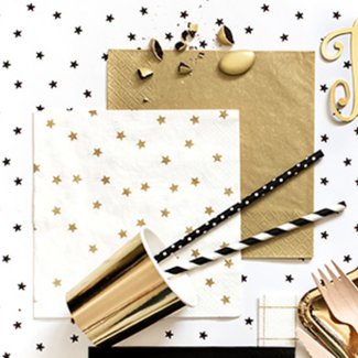 PartyDeco Servetten Stars Gold 33x33cm - 20 stuks