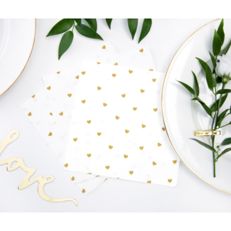 PartyDeco Servetten Hearts Gold - 20 stuks