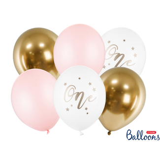 Strong Balloons Ballonnen One Year - Licht roze - 6 st- 30cm