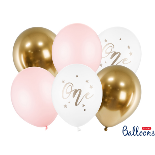 Ballonnen One Year - Licht roze - 6 st- 30cm 