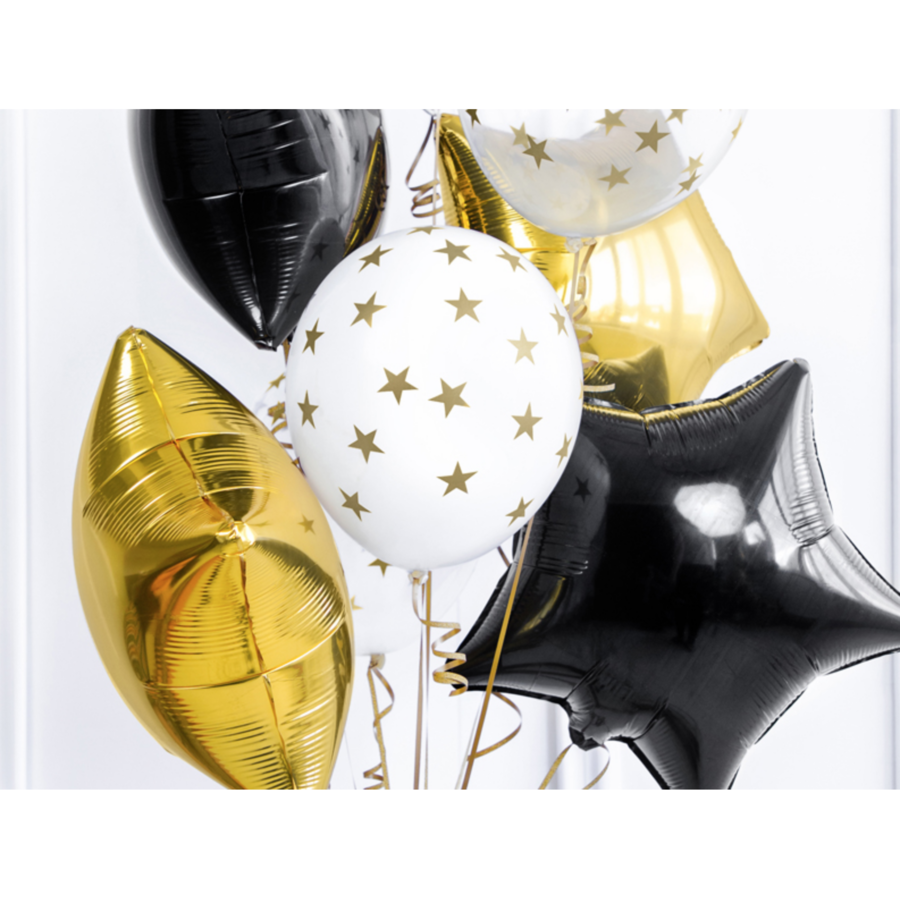 Ballonnen Wit met gouden sterren - 30cm - 6st-2