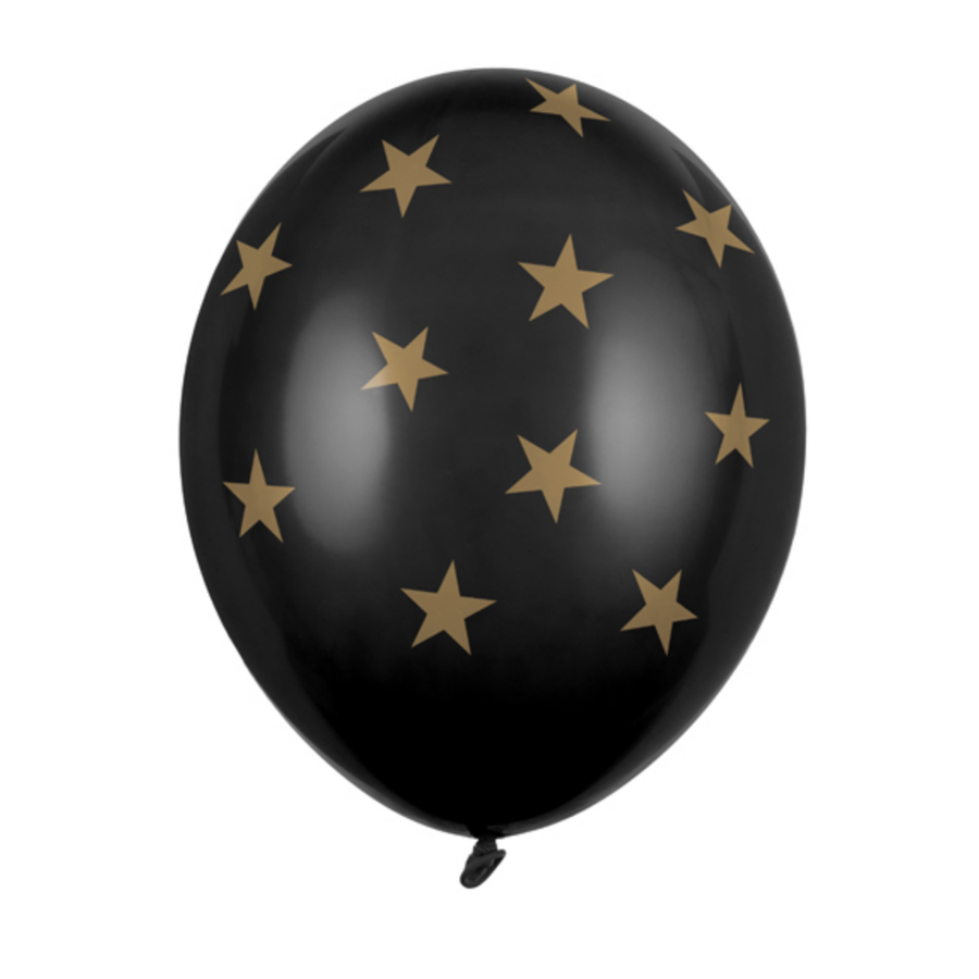 Ballonnen Zwart met gouden sterren-1