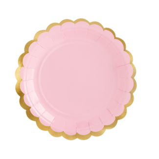 PartyDeco Bordjes Roze Goud 18cm - 6 stuks