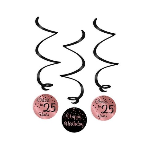 Swirl Deco 25 - Rosé Gold & Black - 3 st 