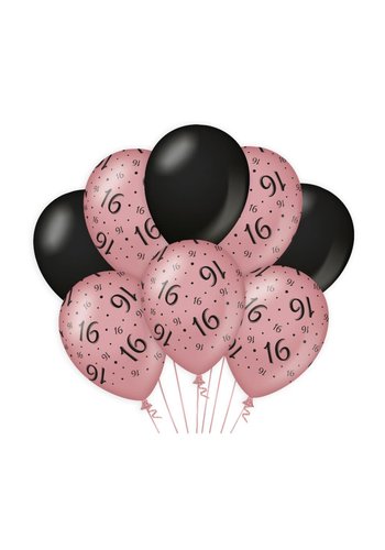 Ballonnen 16 - Rosé Gold & Black - 8 st 