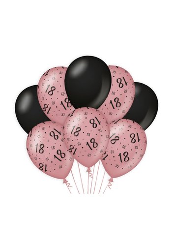 Ballonnen 18 - Rosé Gold & Black - 8 st 