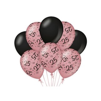Ballonnen 25 - Rosé Gold & Black - 8 st