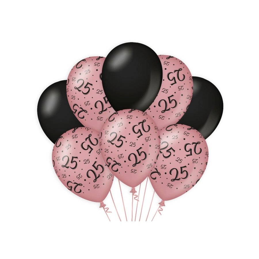 Ballonnen 25 - Rosé Gold & Black - 8 st-1