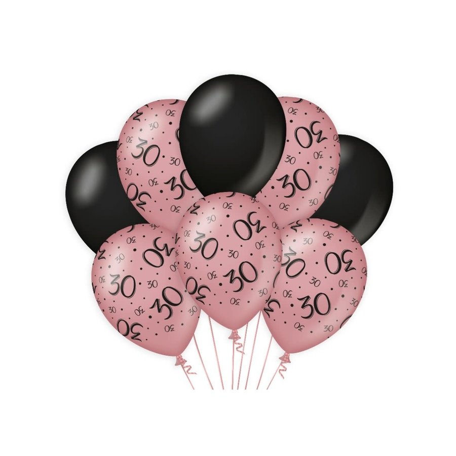Ballonnen 30 - Rosé Gold & Black - 8 st-1