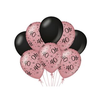 Ballonnen 40 - Rosé Gold & Black - 8 st Ballonnen 40 - Rosé Gold & Black - 8 st