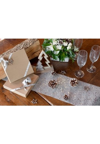 Tafel Loper Glitter - Zilver - 15x500cm 