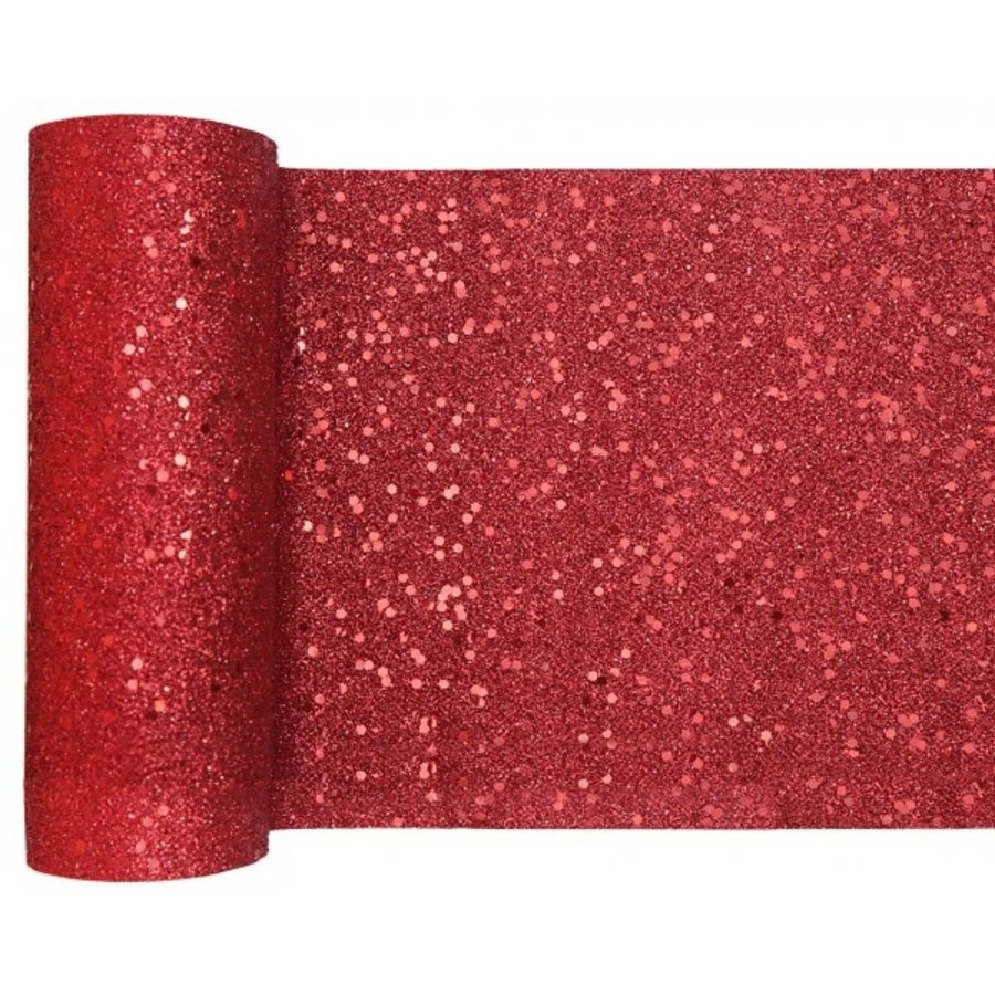Tafel Loper Glitter - Rood - 15x500cm - Zorg voor Party online feestartikelen ballondecoraties