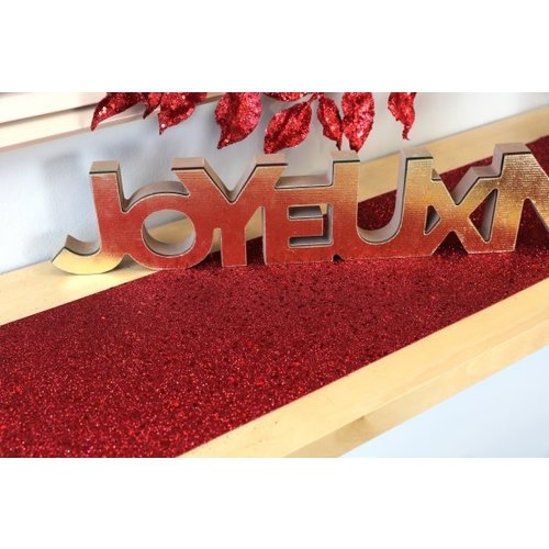 Tafel Loper Glitter - Rood - 15x500cm 