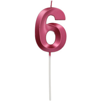 Folat Kaars Glamour Roze - Cijfer 6
