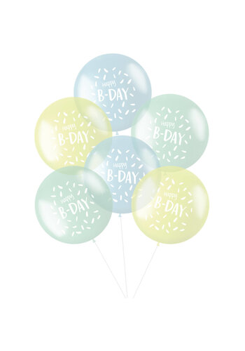 Ballonnen XL 'Happy Birthday!' Pastel Blauw 48cm - 6 stuks 