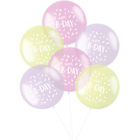 Ballonnen XL 'Happy Birthday!' Pastel Roze 48cm - 6 stuks