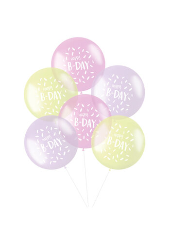 Ballonnen XL 'Happy Birthday!' Pastel Roze 48cm - 6 stuks 