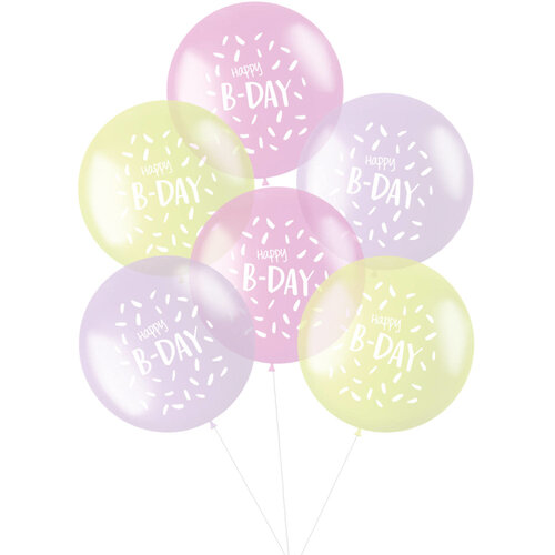 Ballonnen XL 'Happy Birthday!' Pastel Roze 48cm - 6 stuks 