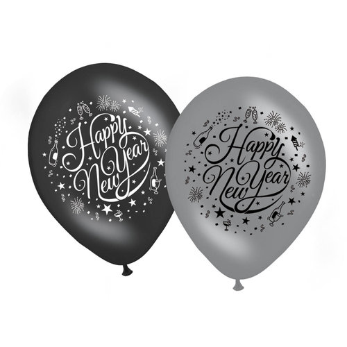 Ballonnen Happy New Year - 8 st - 30cm 