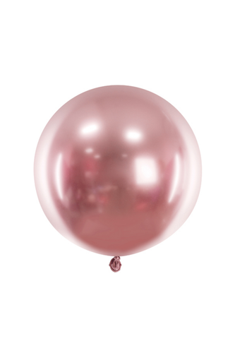 Ronde ballon 61 cm - chrome oud rose - 1 st 